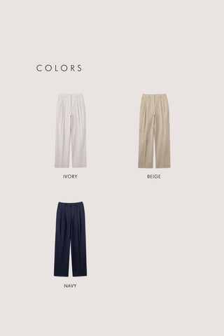 DOUBLE PLEATED CHINO SLACKS IVORY