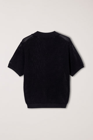 UNISEX CHUNKY POLO KNIT BLACK