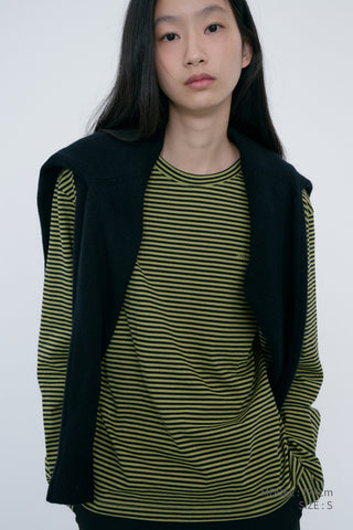 UNISEX MUTED STRIPED T-SHIRT OLIVE KHAKI