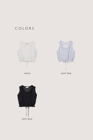 FRILL SLEEVELESS BLOUSE WHITE