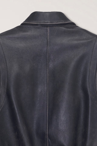 UNISEX REFINED LEATHER BLOUSON BRUSHED BLACK
