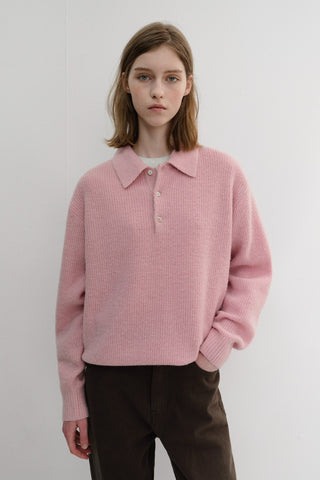 UNISEX HAIRY COLLARED SWEATER SOFT PINK