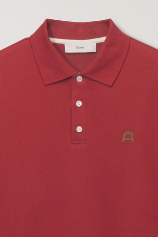 UNISEX LEATHER LOGO COLLARED T-SHIRT RED