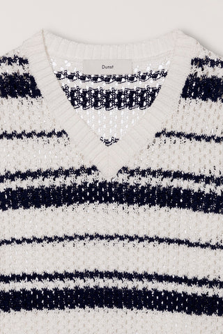 UNISEX CHUNKY STRIPED KNIT VEST NAVY