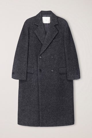 UNISEX LOOSE DOUBLE-BREASTED COAT CHARCOAL MELANGE