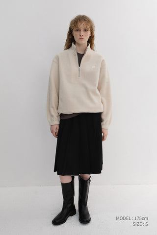 UNISEX HALF ZIP-UP FLEECE SWEATSHIRT CREAM