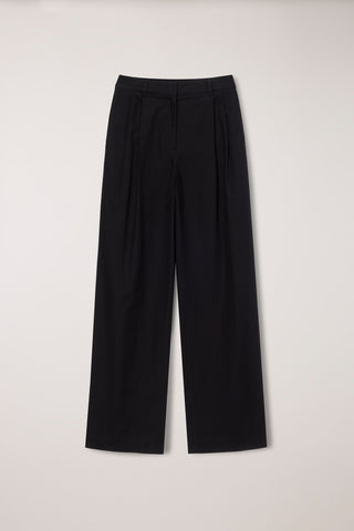 SUMMER DOUBLE PLEATED CHINO SLACKS BLACK