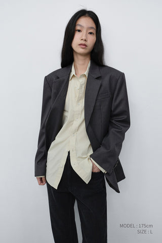 ESSENTIAL 2 BUTTON WOOL BLAZER MELANGE GREY