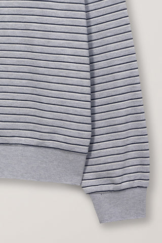 UNISEX STRIPED LOGO COLLARED T-SHIRT GREY