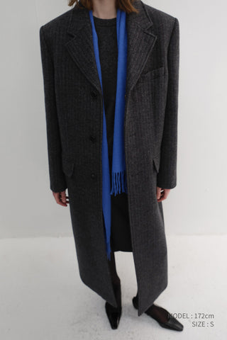 UNISEX 2-WAY 3 BUTTON COAT GREY STRIPE