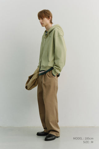 PLEATED CHINO SLACKS KHAKI BROWN