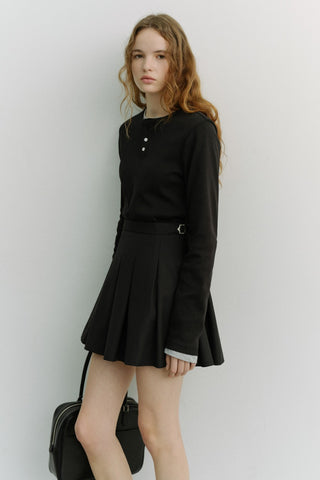PLEATS MINI SKIRT BLACK
