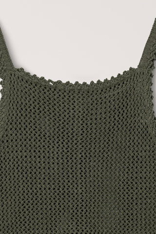CROCHET BUSTIER KNIT TOP NEUTRAL KHAKI