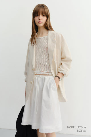 CROCHET BUSTIER KNIT TOP IVORY