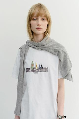 UNISEX APPLIQUE YACHT T-SHIRT OFF WHITE