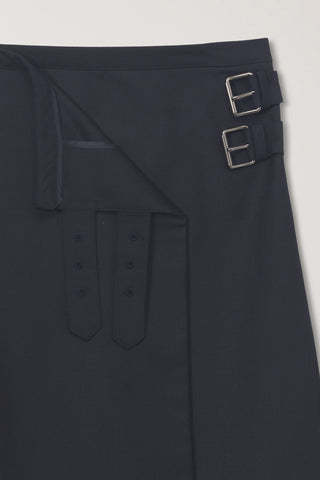 PLEATS MIDI SKIRT NAVY