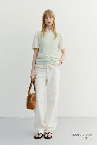 UNISEX SHEER LAYERING KNIT VEST MINT