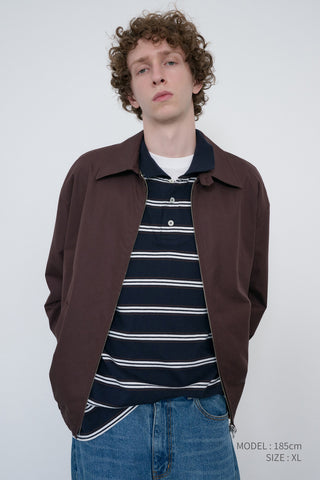 UNISEX MULTI STRIPE COLLARED T-SHIRT NAVY STRIPE