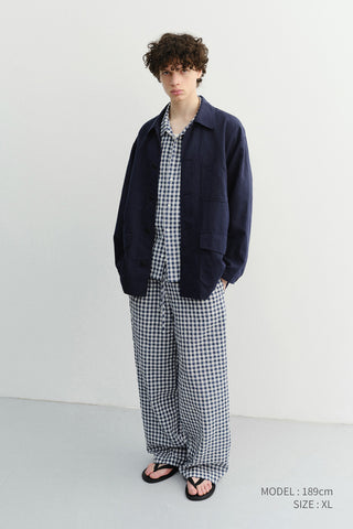 UNISEX CHECKED PAJAMA SLACKS NAVY CHECK