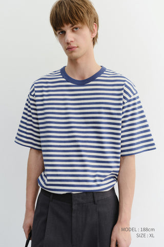 UNISEX STRIPED T-SHIRT BLUE IVORY