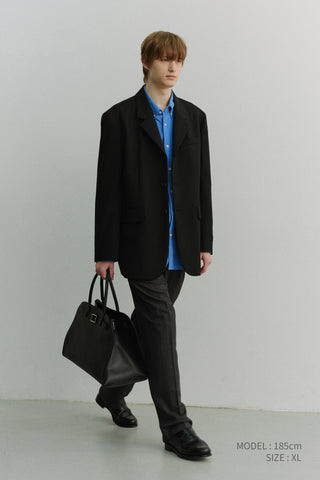 UNISEX 3 BUTTON WOOL BLAZER BLACK