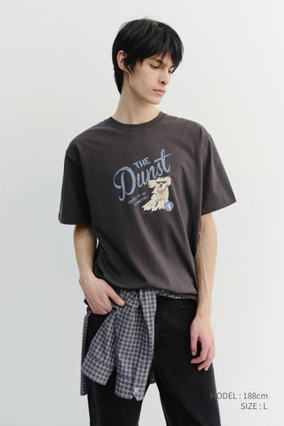 UNISEX DRAWING PUPPY T-SHIRT CHARCOAL GREY