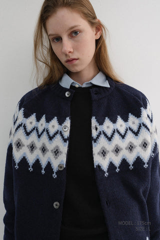UNISEX CHUNKY PATTERN CARDIGAN NAVY