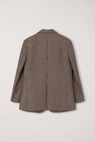 UNISEX CLASSIC 2 BUTTON WOOL BLAZER BROWN CHECK