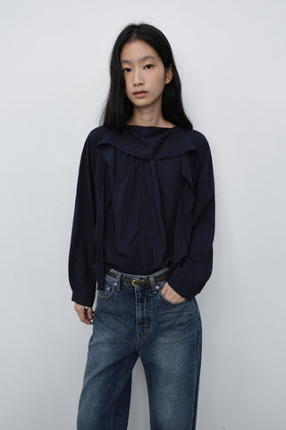 TIE BLOUSE NAVY
