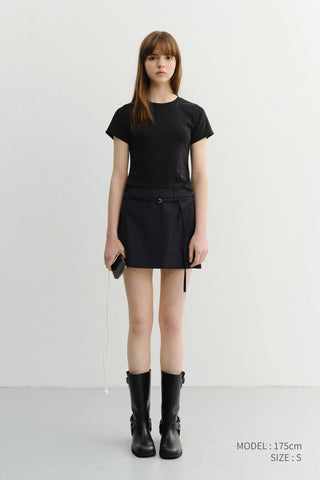 BELTED MINI SKIRT DEEP NAVY