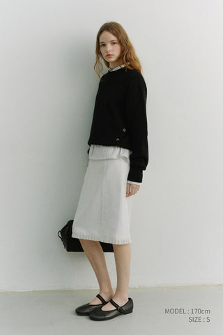 H-LINE LACED MIDI SKIRT WHITE