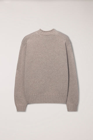UNISEX CHUNKY ROLL NECK SWEATER LIGHT PEBBLE