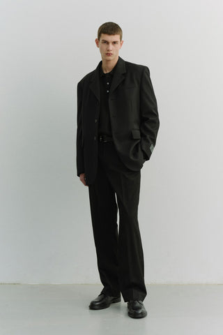 UNISEX 3 BUTTON WOOL BLAZER BLACK