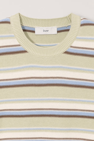 UNISEX STRIPED CREWNECK KNIT MINT CREAM