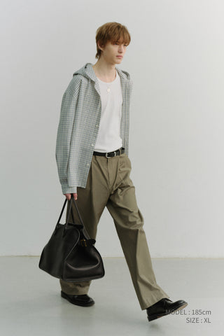 UNISEX CLASSIC HOODED SHIRT CREAM CHECK