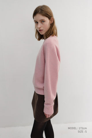 UNISEX SOFT VOLUME V-NECK SWEATER SOFT PINK