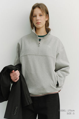 UNISEX RELAXED HALF ZIP-UP SWEATSHIRT MELANGE GREY