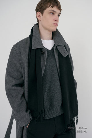UNISEX SOFT VOLUME V-NECK SWEATER CHARCOAL GREY