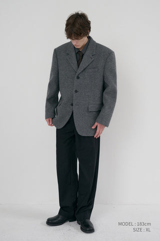 UNISEX 3 BUTTON WOOL BLAZER GREY