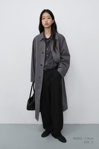 DOUBLE PLEATED WIDE SLACKS BLACK