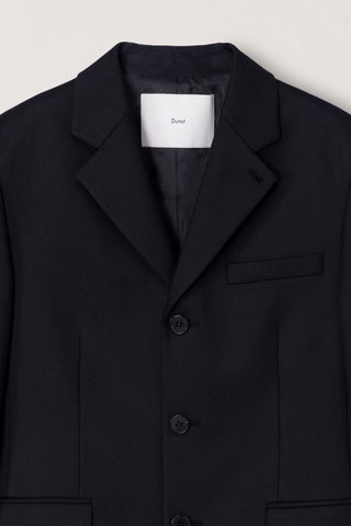 UNISEX CLASSIC 3 BUTTON WOOL BLAZER BLACK