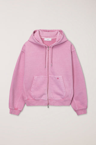 UNISEX GARMENT DYED ZIP-UP HOODIE LIGHT PINK