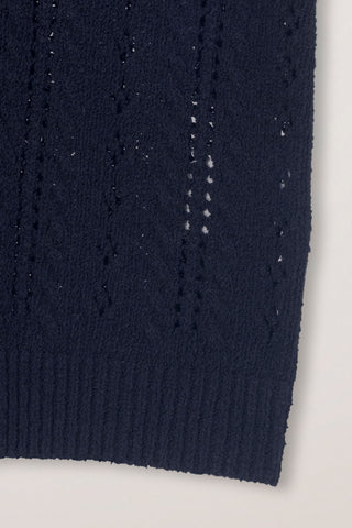 COLLARED HALF SLEEVE CARDIGAN NAVY