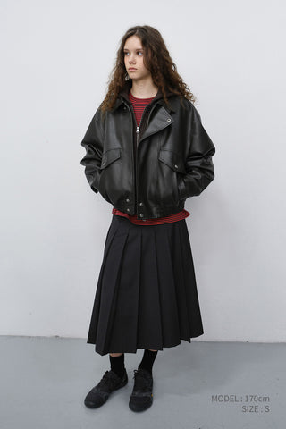 UNISEX CROPPED ALTER-LEATHER BLOUSON GREYISH KHAKI