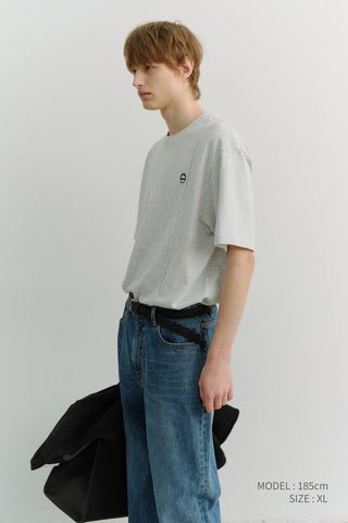 UNISEX LOGO CREASE T-SHIRT LIGHT MELANGE GREY