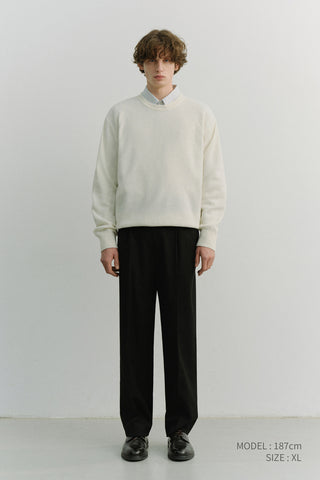UNISEX BUTTONED CREWNECK SWEATER IVORY