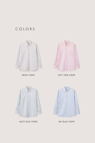 UNISEX OVERSIZED STRIPED SHIRT SOFT PINK STRIPE