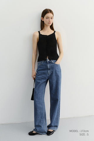 CROCHET BUSTIER KNIT TOP BLACK