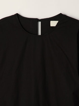 RIBBONED BACK SLIT BLOUSE BLACK