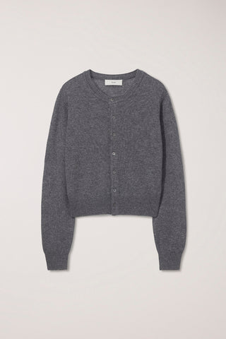 UNISEX CREWNECK KNIT CARDIGAN MELANGE GREY